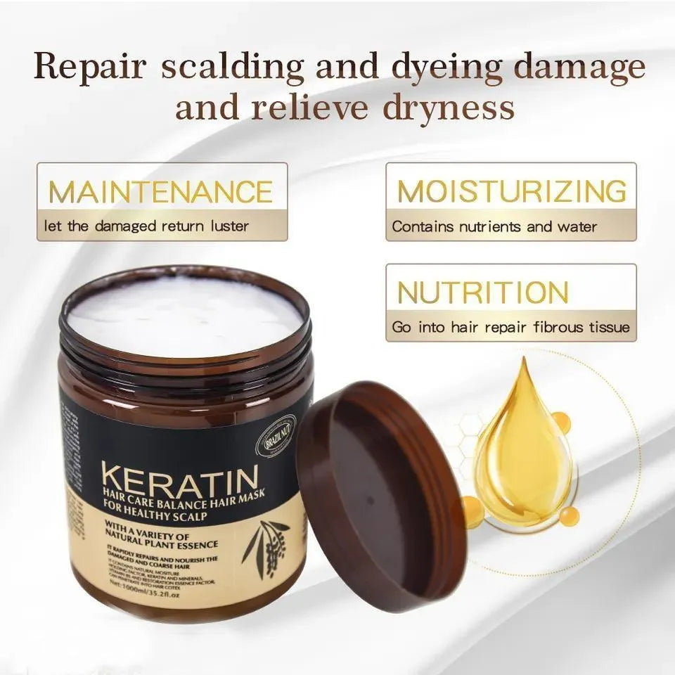Keratin Hair Mask for Frizzy Hair Shine & Growth